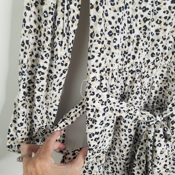 J. Crew Lightweight Cotton Puff Long Sleeve Cheetah Print Dress XS Ruffles - Picture 3 of 16